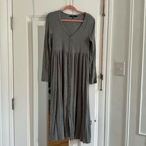 Quince Long Sleeve Gray Maternity Dress